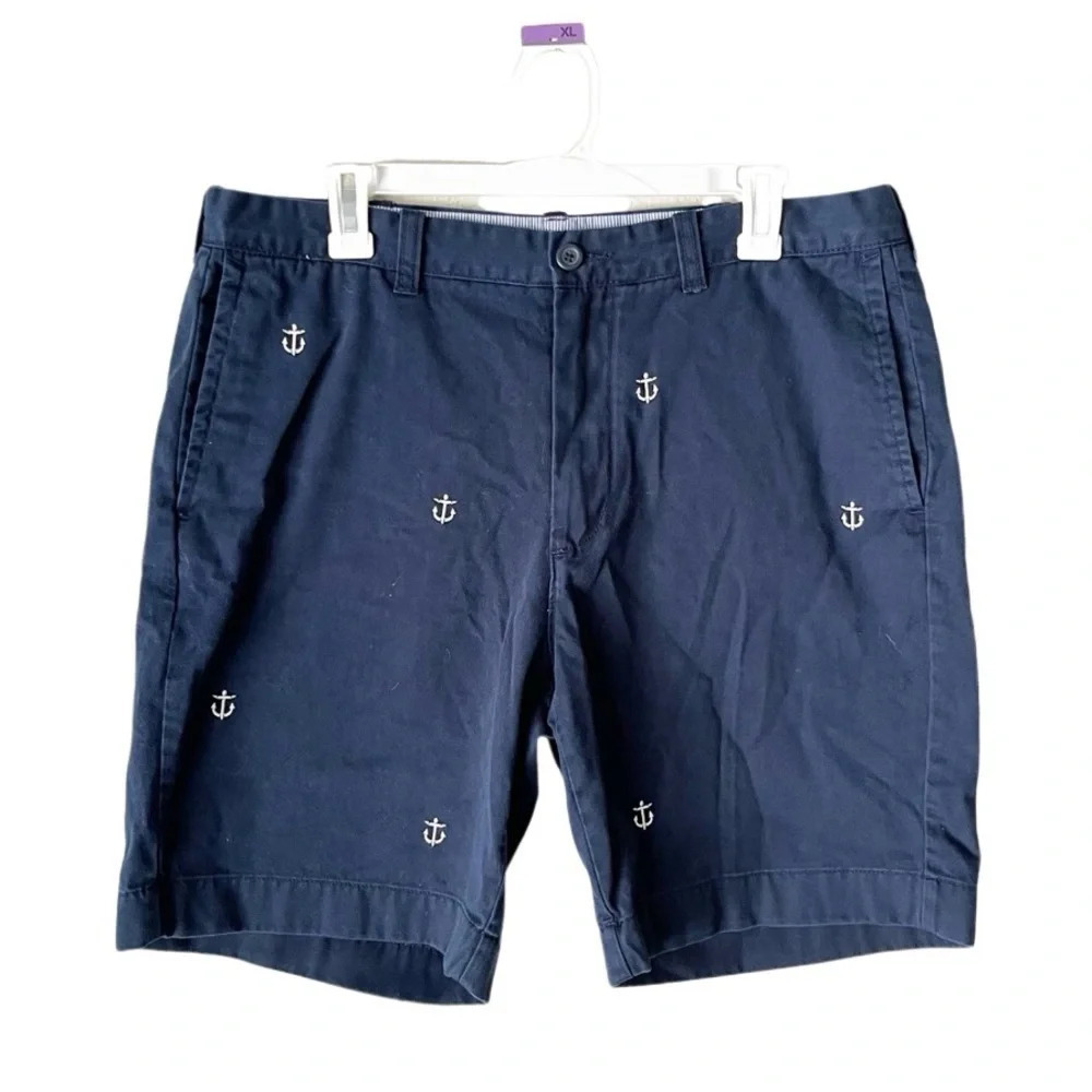 J. Crew Men's Shorts 36 Navy‎ Blue Embroidered Anchor Nautical Sailing Preppy
